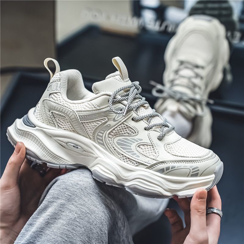 Men's Spring Breathable 2026 New Arrivals Teen Thick-soled Casual Dad Shoes Versatile Mesh Sports Trendy Sneakers