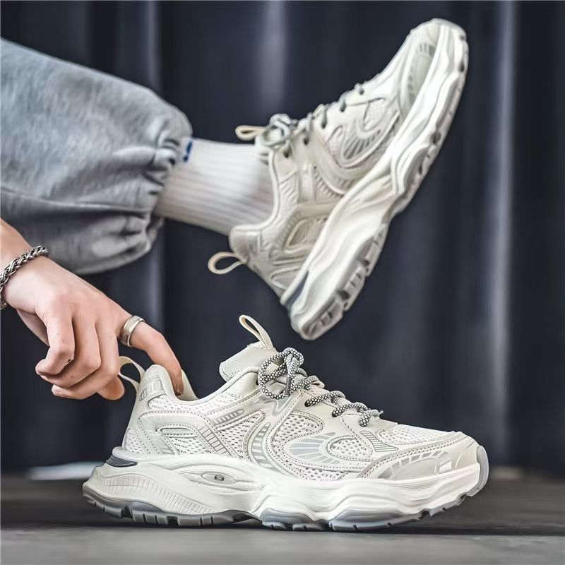 Men's Spring Breathable 2026 New Arrivals Teen Thick-soled Casual Dad Shoes Versatile Mesh Sports Trendy Sneakers