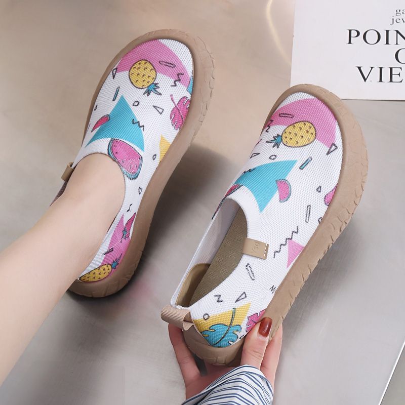 2026 New Breathable and Versatile Colorful Travel Style Explosive Soft soled Shoes for Comfortable Companions, Lazy Shoes for Women