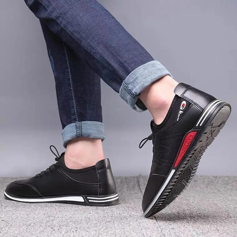 Men's Spring/Summer Leather Casual Shoes - Korean Style Versatile Slip-On Loafers with Soft Non-Slip Soles, Hollow Breathable Driving Shoes