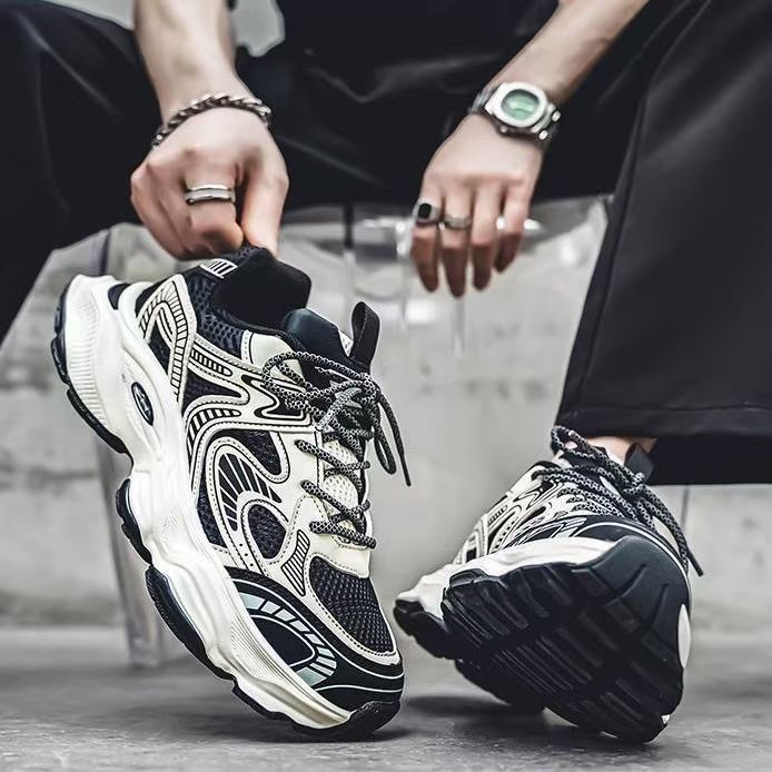 Men's Spring Breathable 2026 New Arrivals Teen Thick-soled Casual Dad Shoes Versatile Mesh Sports Trendy Sneakers