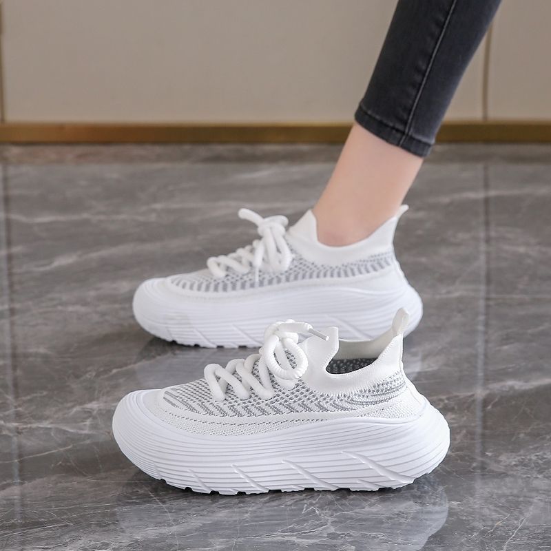 2026 New Flyknit Breathable Mesh Sports Shoes with Thick Soles, Lightweight Soft Sole Casual Board Sneakers