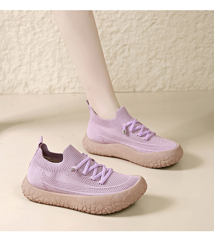 2026 New Spring Single Shoes Fly-Knit Walking Shoes Sports Leisure Shoes Slip-On Comfortable Light and Easy to Wear for Women