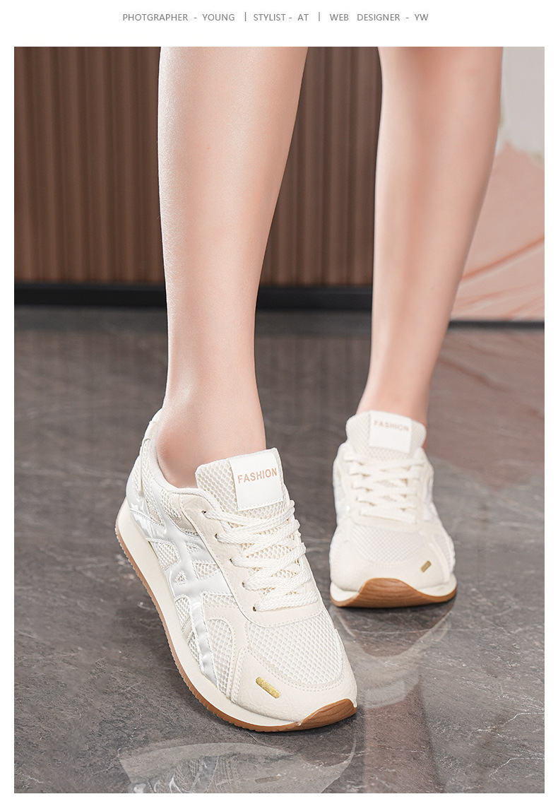 New summer women's shoes, breathable mesh German training shoes, women's Korean style versatile flat low-cut sports shoes, casual Forrest Gump shoes