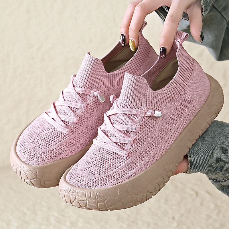 2026 New Spring Single Shoes Fly-Knit Walking Shoes Sports Leisure Shoes Slip-On Comfortable Light and Easy to Wear for Women