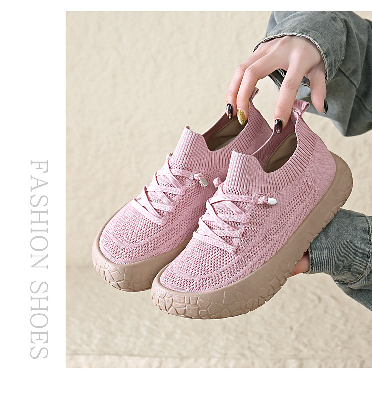 2026 New Spring Single Shoes Fly-Knit Walking Shoes Sports Leisure Shoes Slip-On Comfortable Light and Easy to Wear for Women