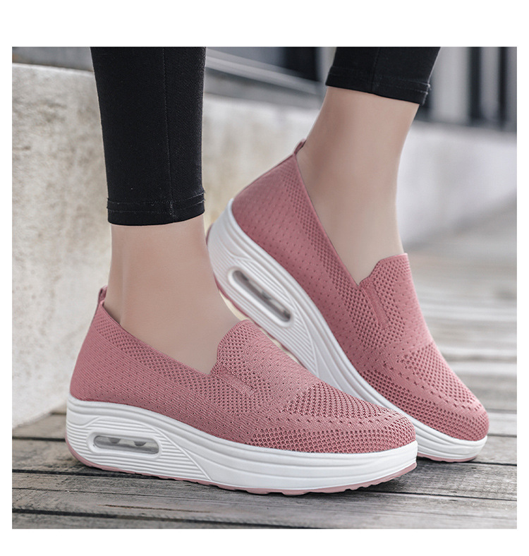 GPOGO Women's Shoes Solid Color Breathable Flyknit Shoes Slip-On Women's Sports Shoes Sock Shoes Casual Shoes