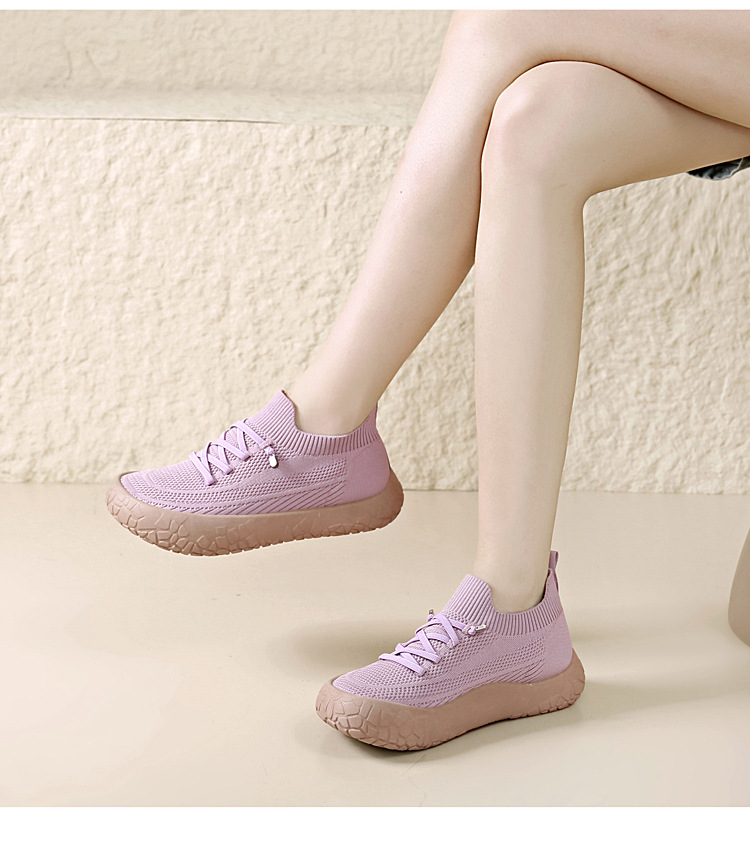 2026 New Spring Single Shoes Fly-Knit Walking Shoes Sports Leisure Shoes Slip-On Comfortable Light and Easy to Wear for Women