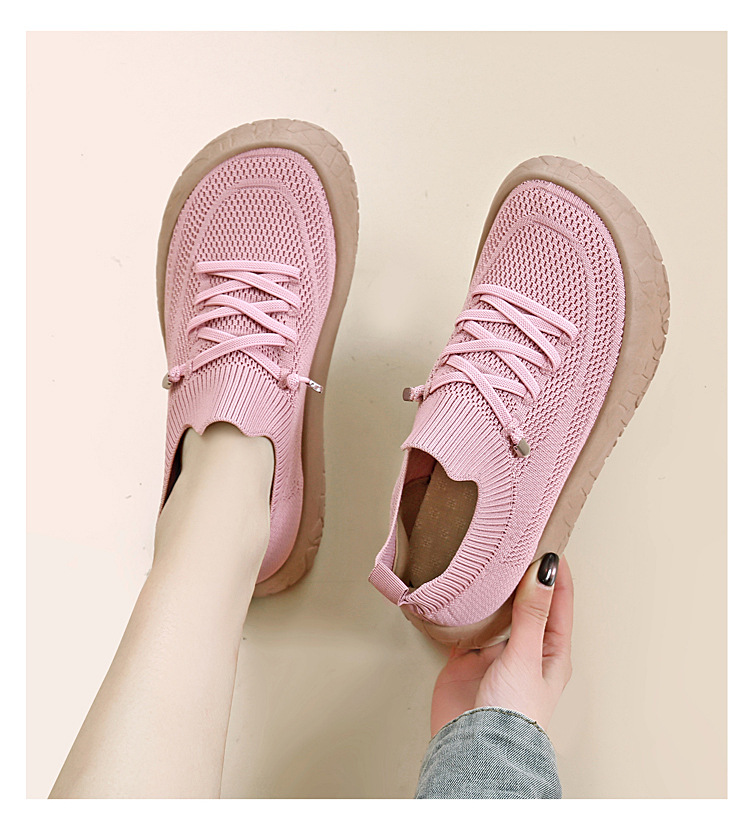 2026 New Spring Single Shoes Fly-Knit Walking Shoes Sports Leisure Shoes Slip-On Comfortable Light and Easy to Wear for Women