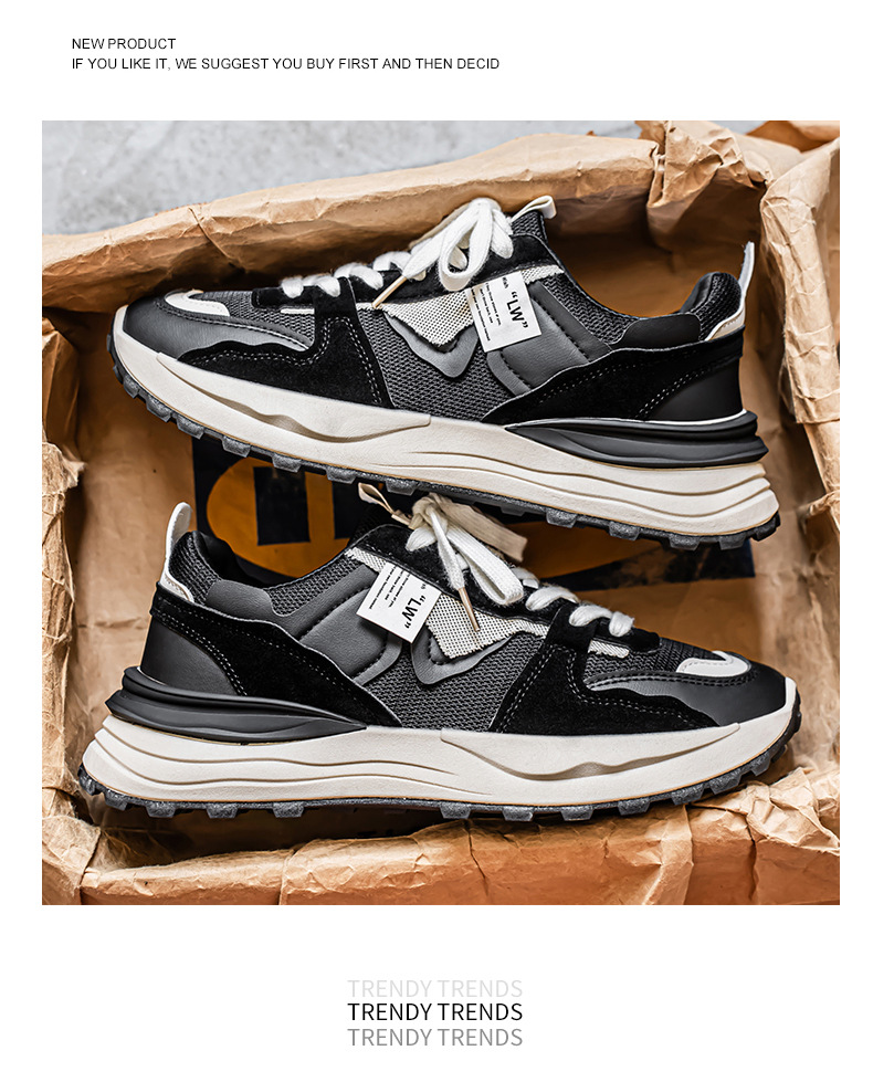 Internet celebrity popular men's shoes winter 2026 new men's breathable sports and leisure versatile thick-soled waffle daddy trendy shoes