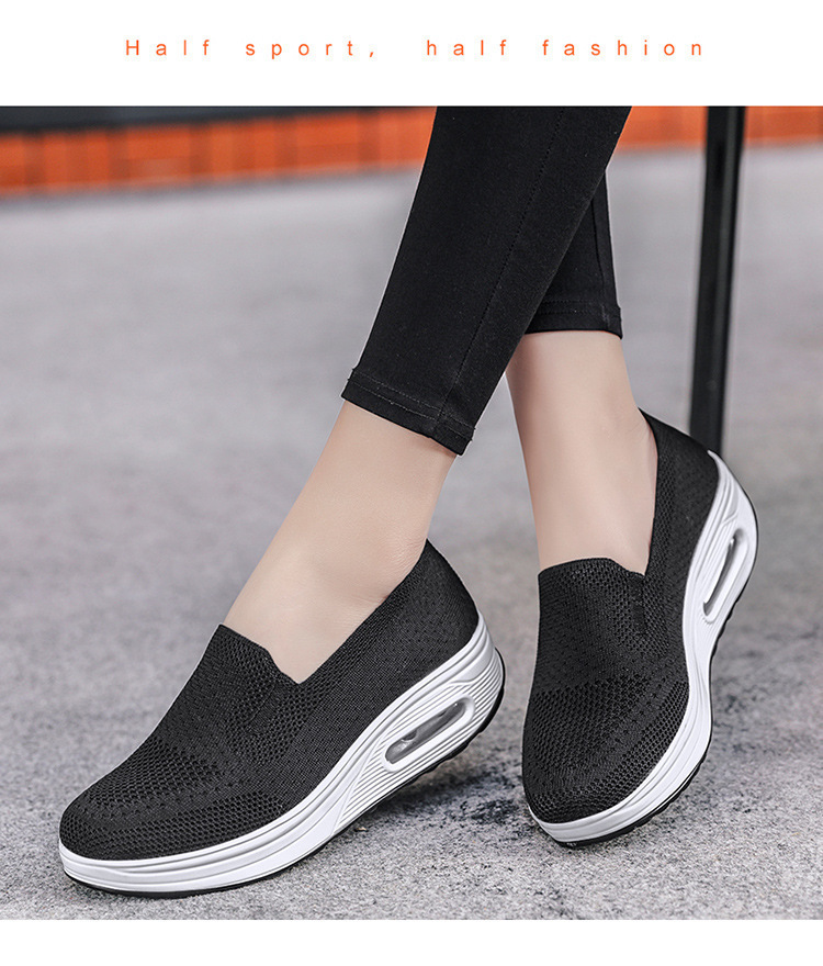 GPOGO Women's Shoes Solid Color Breathable Flyknit Shoes Slip-On Women's Sports Shoes Sock Shoes Casual Shoes