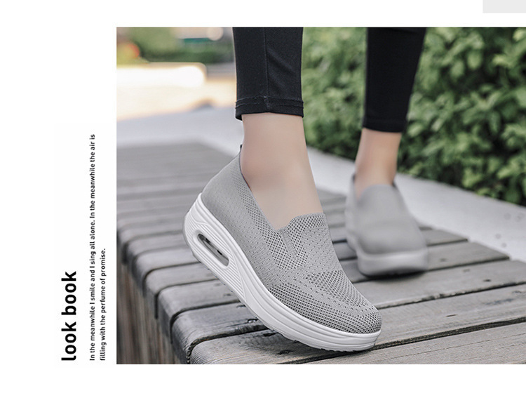 GPOGO Women's Shoes Solid Color Breathable Flyknit Shoes Slip-On Women's Sports Shoes Sock Shoes Casual Shoes