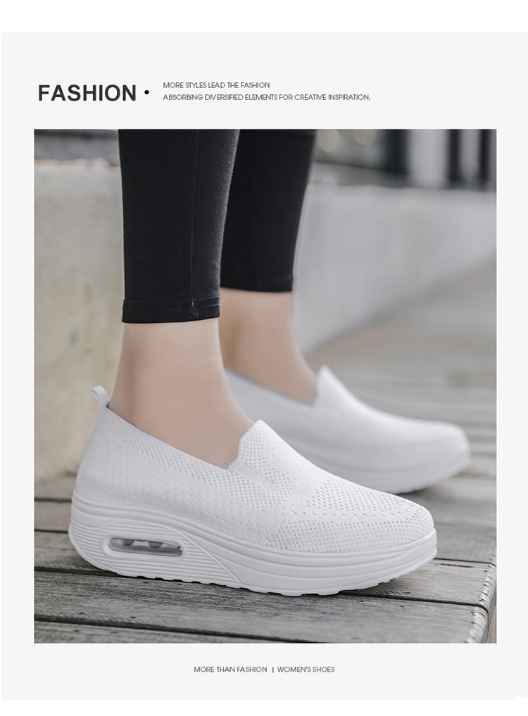 GPOGO Women's Shoes Solid Color Breathable Flyknit Shoes Slip-On Women's Sports Shoes Sock Shoes Casual Shoes