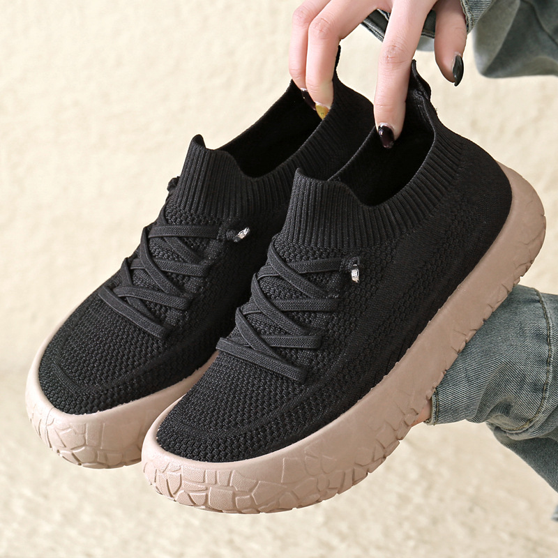 2026 New Spring Single Shoes Fly-Knit Walking Shoes Sports Leisure Shoes Slip-On Comfortable Light and Easy to Wear for Women