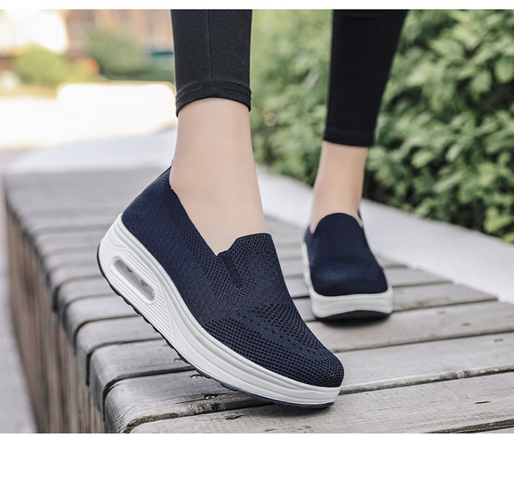 GPOGO Women's Shoes Solid Color Breathable Flyknit Shoes Slip-On Women's Sports Shoes Sock Shoes Casual Shoes