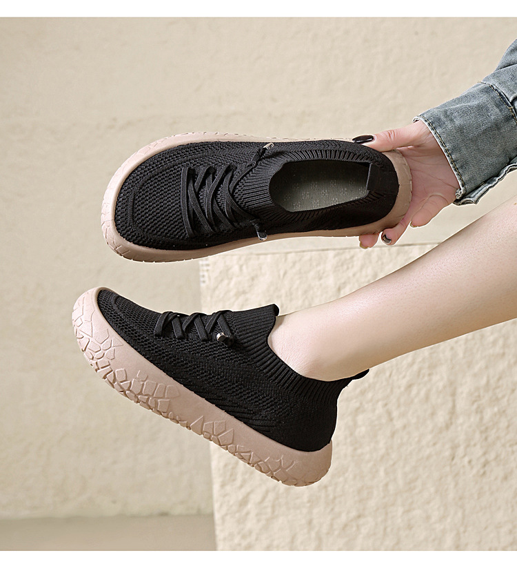 2026 New Spring Single Shoes Fly-Knit Walking Shoes Sports Leisure Shoes Slip-On Comfortable Light and Easy to Wear for Women