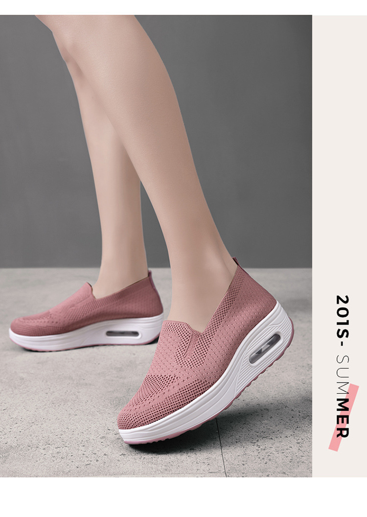 GPOGO Women's Shoes Solid Color Breathable Flyknit Shoes Slip-On Women's Sports Shoes Sock Shoes Casual Shoes