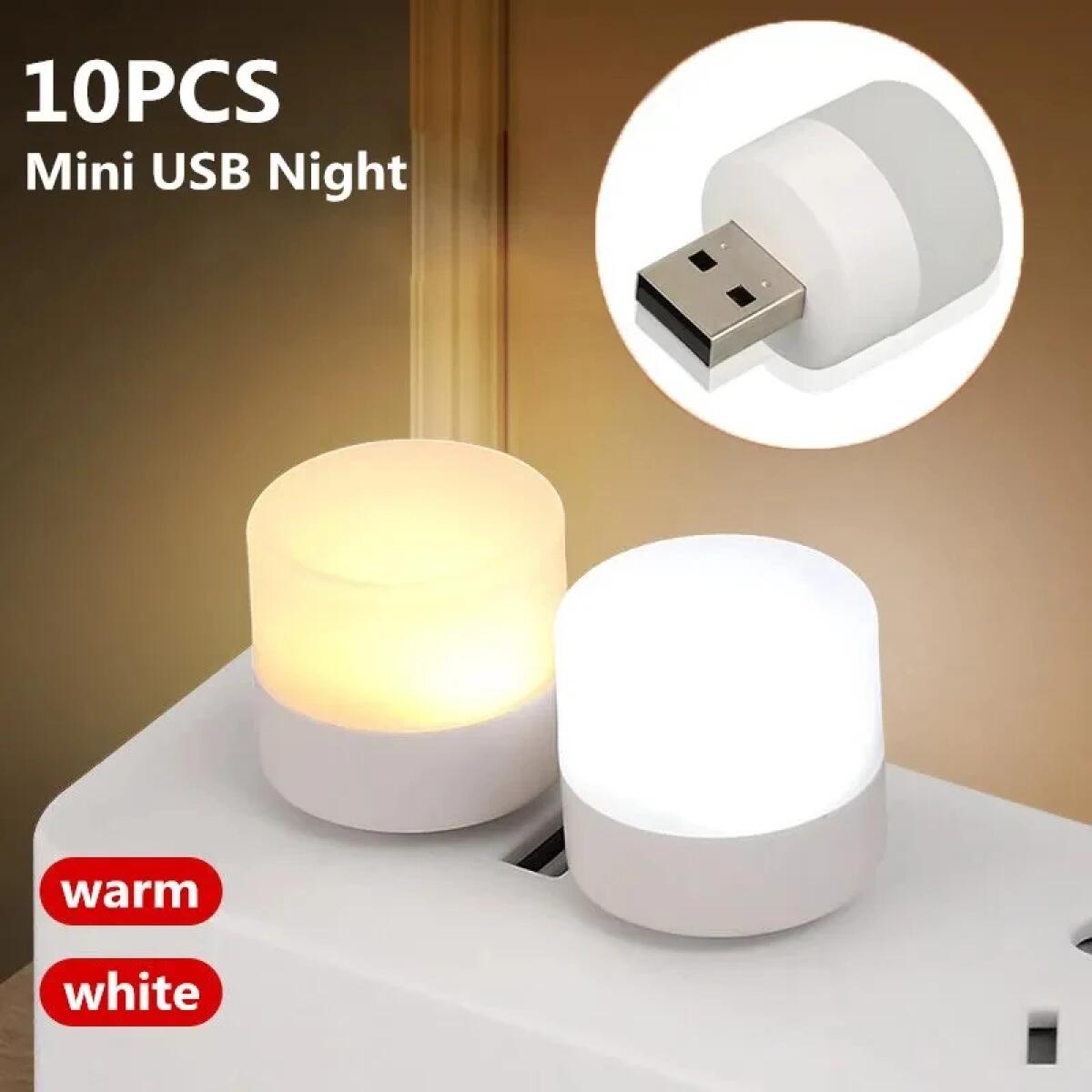 1-10PCS USB Night Light Mini LED Plug Lamp Power Bank Charging Eye Protection Book Lights Mobile Power Charging Bedroom Light