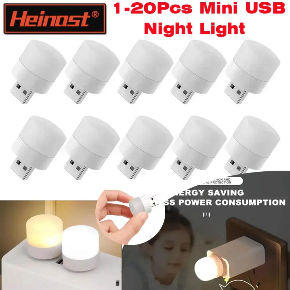 1-10PCS USB Night Light Mini LED Plug Lamp Power Bank Charging Eye Protection Book Lights Mobile Power Charging Bedroom Light