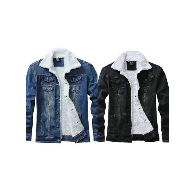 2-Pack Woolen Denim Jackets for Men – Stylish and Warm Outerwear, Soft Wool Lining, Durable Denim Fabric, Modern Fit, Casual and Trendy, Perfect for Autumn and Winter, Button-Up Design, Comfortable