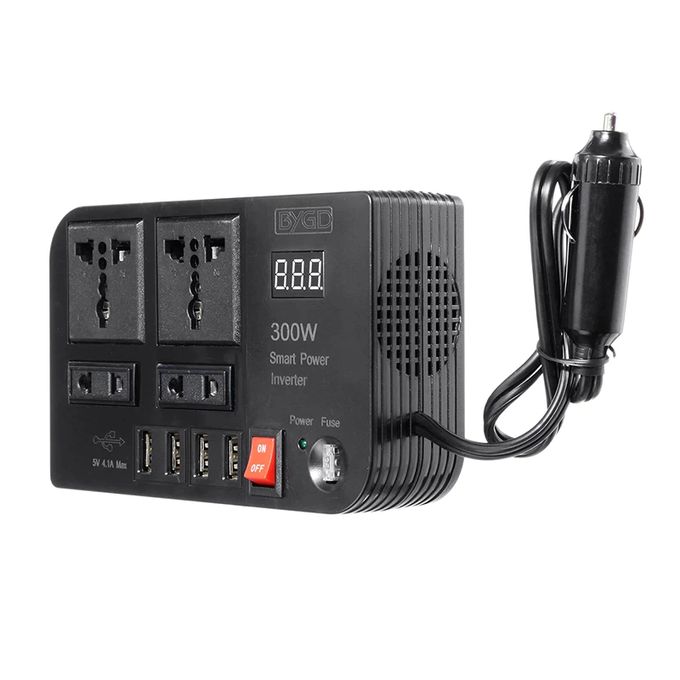 300W Portable Car Power Inverter 12V DC to 220V AC Converter 4 USB Charger Outlet Socket Auto Accessories