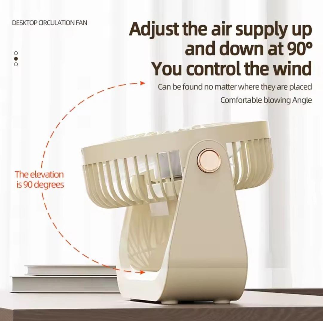 Adjustable Rotatable Mini LED Fan – Portable Tabletop Digital Cooling Fan for Home & Office, Compact Rechargeable Personal Air Circulator for Desk Use