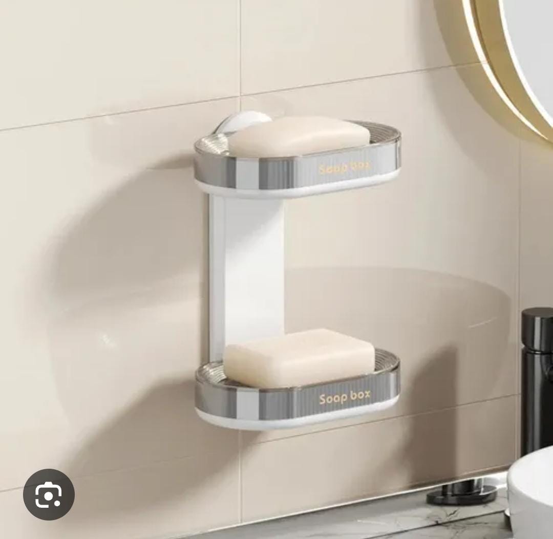 Double Soap Holder – Bathroom Wall Mount Soap Rack for Bar Soap Storage, Durable Dual-Layer Soap Organizer for Shower, Sink & Washroom Use