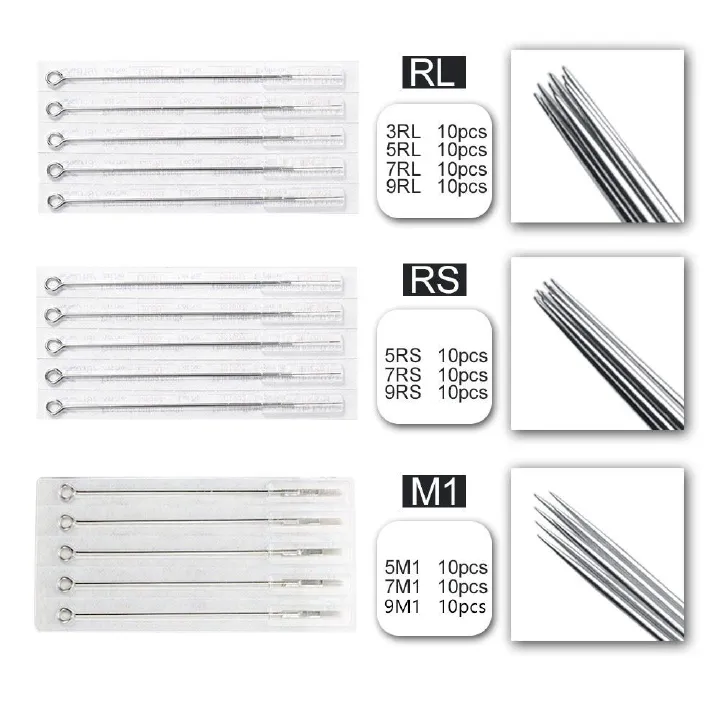 100Pcs Sterile Disposable Tattoo Nozzle Tips Needle Tube Mixed Sizes RT+DT+FT Tattoo Needles Cartridges Set