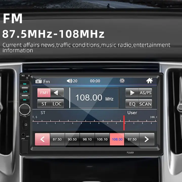 7 Inch Car Radio MP5 Multimedia Player Touch Screen FM ISO Power Aux Input Bluetooth USB Mirror Link Autoradio