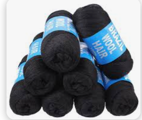 Brazilian Wool - Black  for braiding knottless knitting clothes