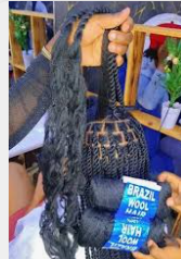 Brazilian Wool - Black  for braiding knottless knitting clothes