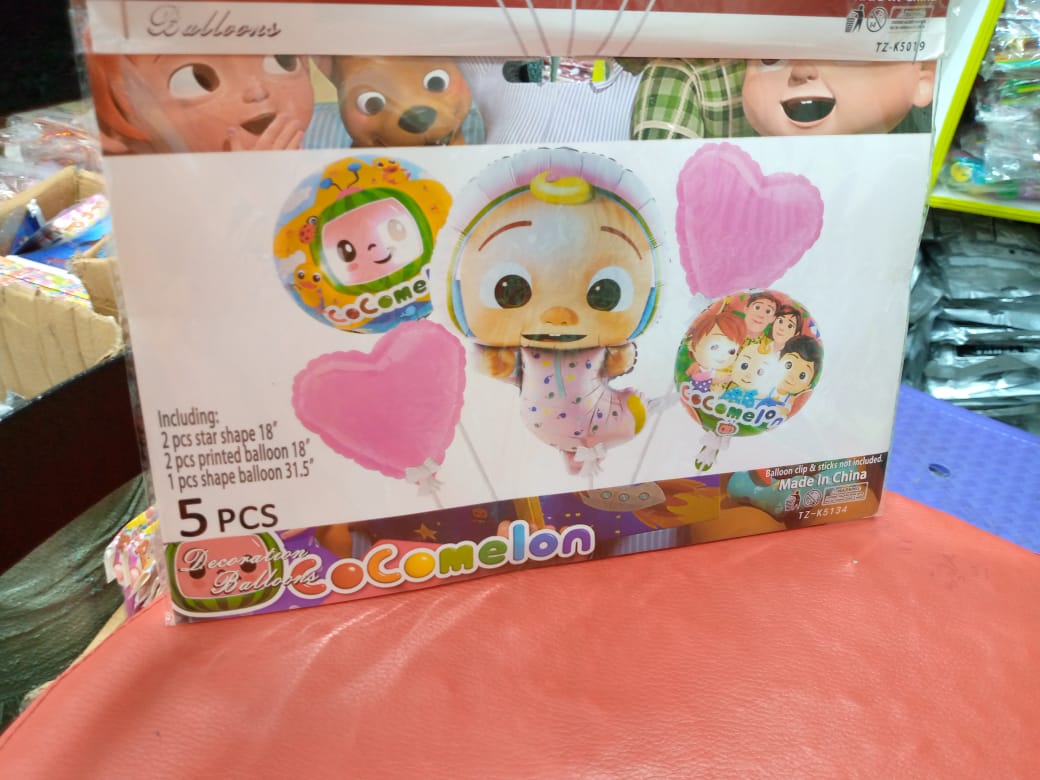 5in1 Cartoon Foil Balloons Set – Birthday Party Decorations | Kids Cartoon Theme Balloons for Celebrations & Events