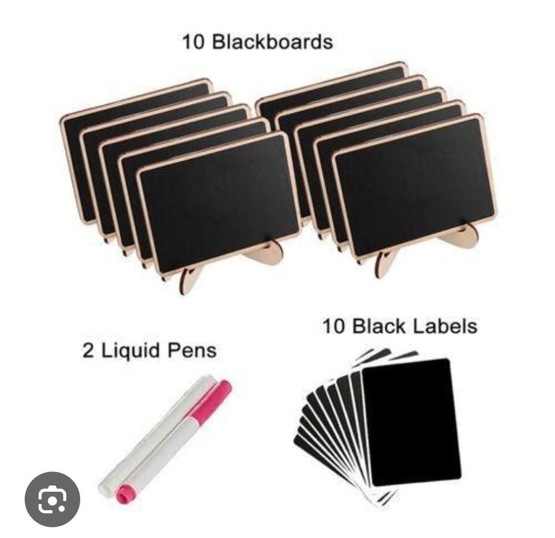 10 Sets Mini Chalkboard Signs with Wooden Frame – Rectangle Blackboard + 2 Liquid Chalk Pens & 10 Extra Labels
