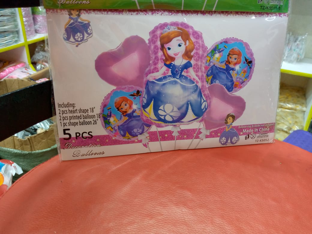5in1 Cartoon Foil Balloons Set – Birthday Party Decorations | Kids Cartoon Theme Balloons for Celebrations & Events