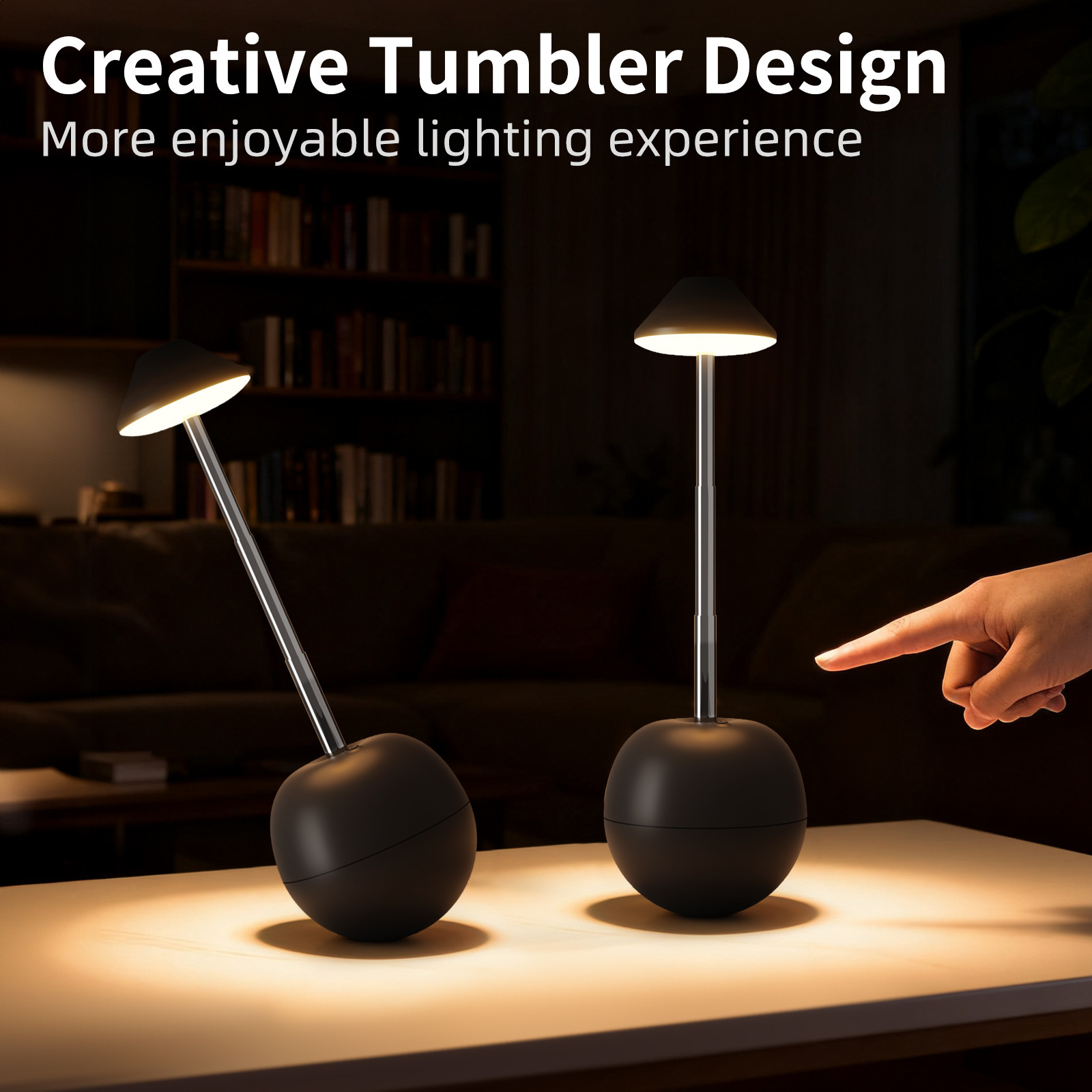 Rechargeable LED Table Lamp Touch Control, Modern Bedside Night Light Dimmable, Portable Desk Lamp USB Charging, Warm Light Ambient Lamp for Bedroom Living Room Home Decor