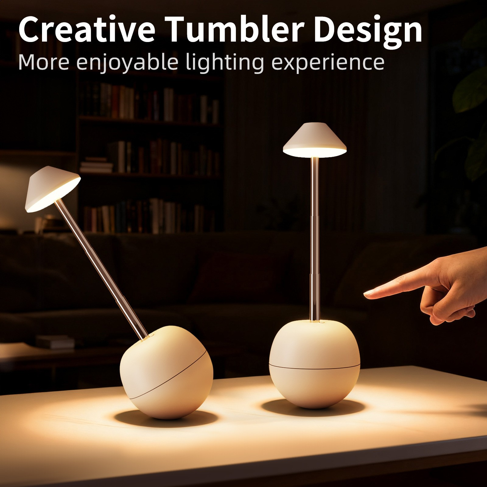Rechargeable LED Table Lamp Touch Control, Modern Bedside Night Light Dimmable, Portable Desk Lamp USB Charging, Warm Light Ambient Lamp for Bedroom Living Room Home Decor