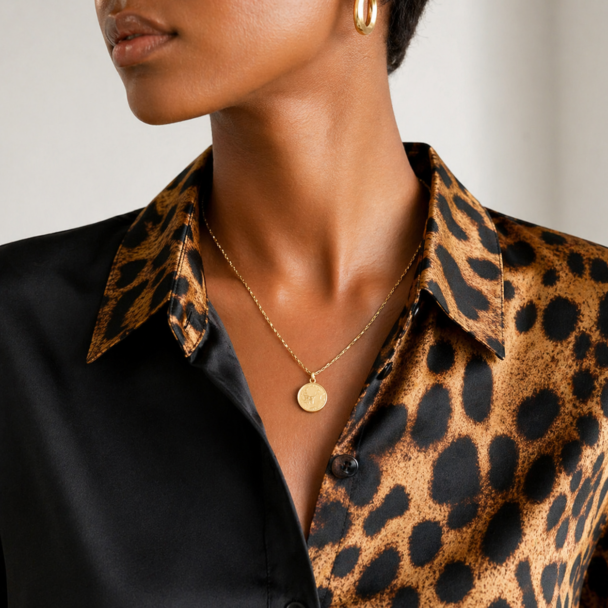 Women Leopard Patchwork Satin Shirt Long Sleeve Button Down Blouse Elegant Office Lady Top Casual Loose Fit Kenya Fashion Clothing