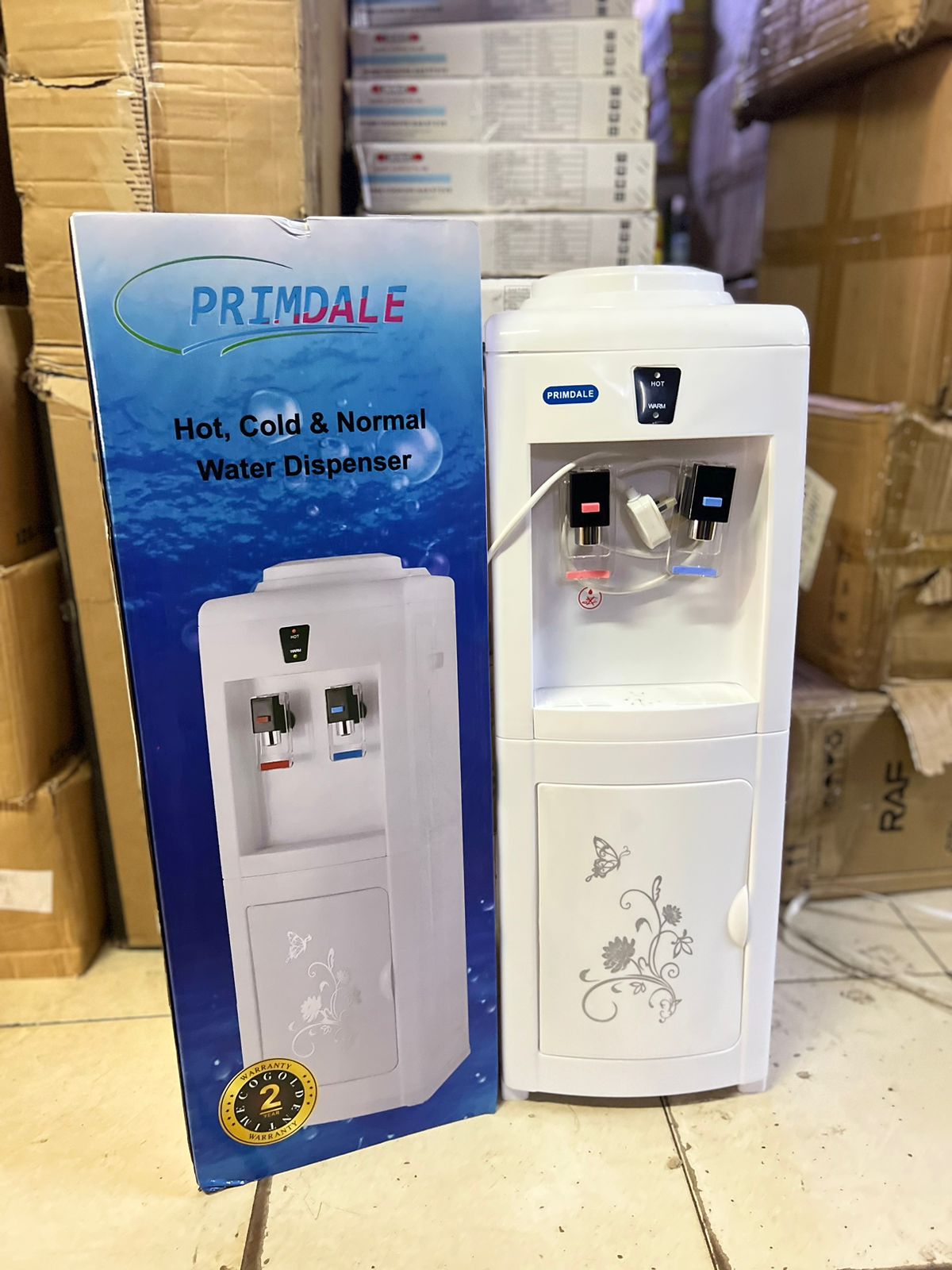 Primdale Hot & Normal Water Dispenser – Freestanding Water Cooler, Dual Temperature Taps, Energy Efficient, Durable Design for Home & Office Use