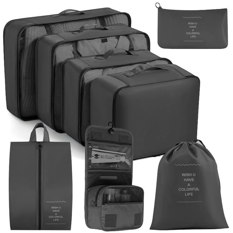 8pcs Luggage Travel Organizers For Suitcase With Toiletry Case