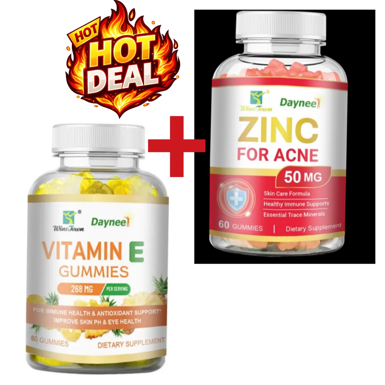 Zinc for Acne Gummies + Vitamin E Gummies – Clear Skin & Repair Support Combo Helps Reduce Acne And Breakouts
Supports Skin Healing And Repair Promotes Smoother, Clearer-Looking Skin
