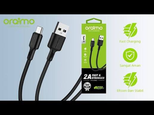 Original Oraimo Type C Cable Fast Charging & Data Transfer USB Cable Super Quick Charge 2.4A, High Speed Data Sync, (Extremely Fast) Charging Cable USB Cables Phone Charger Compatible For Androids