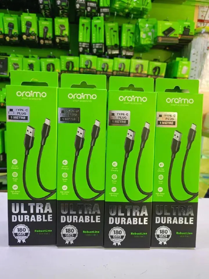 Original Oraimo Type C Cable Fast Charging & Data Transfer USB Cable Super Quick Charge 2.4A, High Speed Data Sync, (Extremely Fast) Charging Cable USB Cables Phone Charger Compatible For Androids