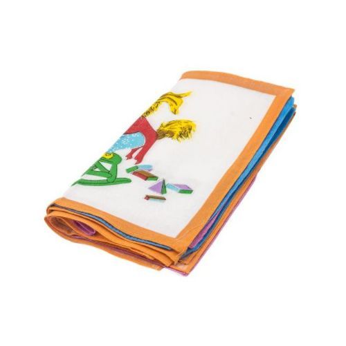 6 PCS Soft Cotton Handkerchiefs for Kids – Reusable & Absorbent Hanky Pack for Boys & Girls, Cartoon Pattern Face Wipe for School, Travel & Daily Use