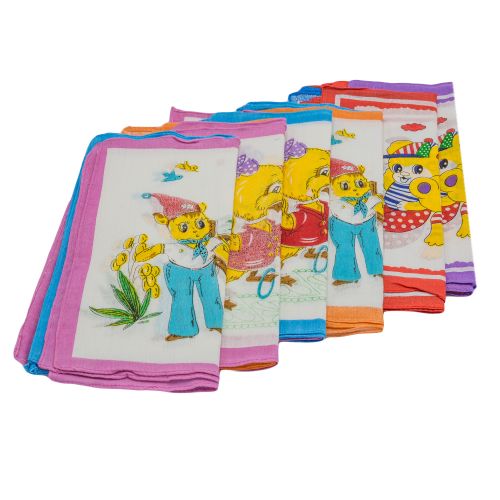 6 PCS Soft Cotton Handkerchiefs for Kids – Reusable & Absorbent Hanky Pack for Boys & Girls, Cartoon Pattern Face Wipe for School, Travel & Daily Use