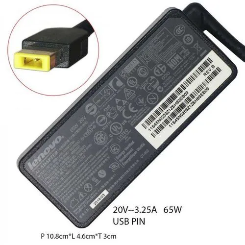Lenovo Laptop Charger 20V 3.25A 65W USB Pin Adapter Reliable, Fast Charging, Durable Design and efficient charging for Lenovo laptops ThinkPad X240, X250, X260, X270, 11e