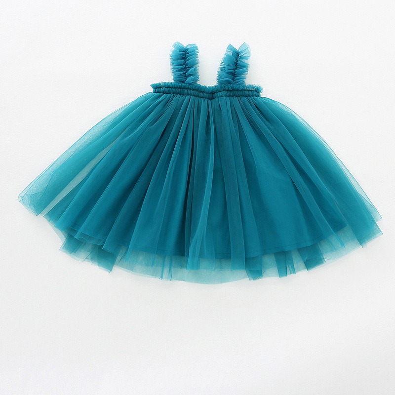 Summer Baby Girl Tulle Tutu Dress - Sleeveless Ruffle Trim Princess Dress for Toddlers, Fluffy Mesh Party Dress for Kids