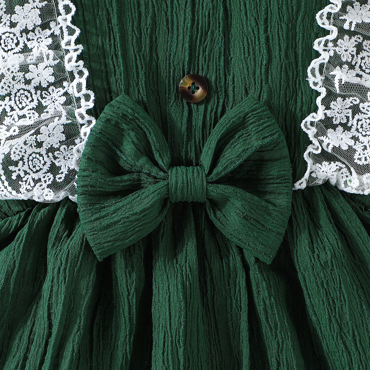 Baby Girl Summer Dress + Bow Headband Set, Round Neck Sleeveless Solid Color Lace Trim Kids Princess Dress, Casual Party Outfit for Toddler Girls