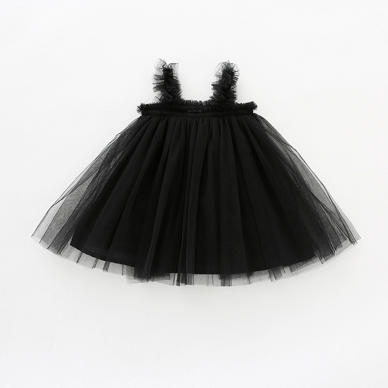 Summer Baby Girl Tulle Tutu Dress - Sleeveless Ruffle Trim Princess Dress for Toddlers, Fluffy Mesh Party Dress for Kids