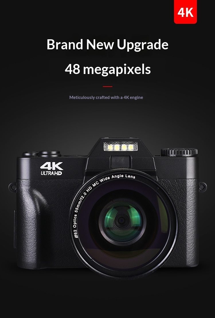 HD 4K Digital Camera Mirrorless Retro with WiFi Student Digital Camcorder Vlog Digital Camera