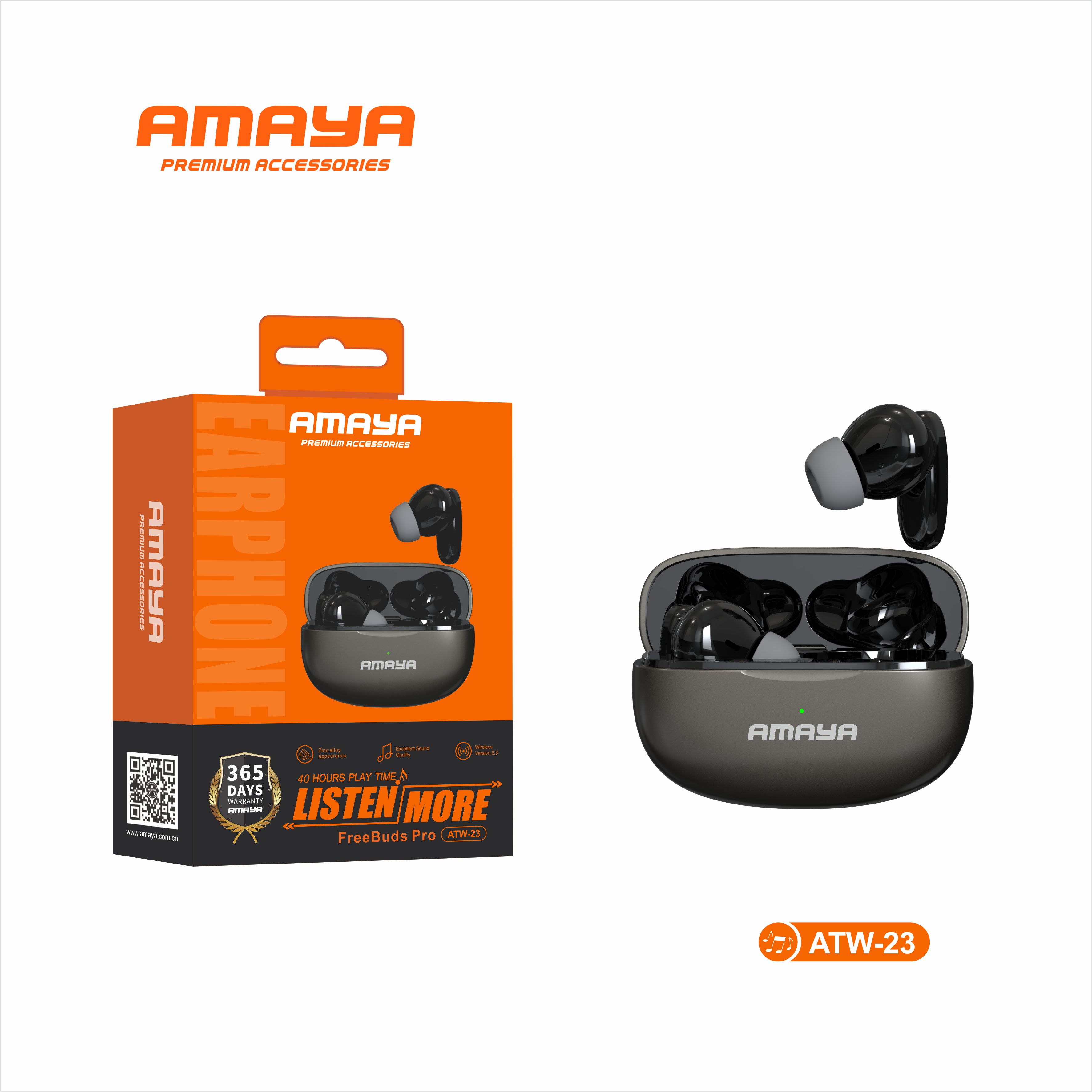 Amaya ATW-23 Wireless Earbuds Bluetooth Earphones with Charging Case Deep Bass Stereo